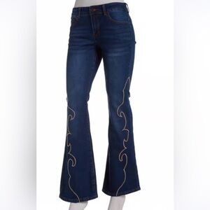 Juniors GOGO Embroidered Western Flared Jeans